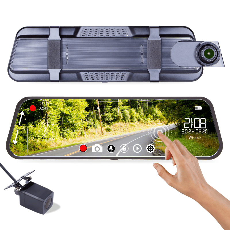 RideVision™ Smart Mirror 10” – Kamera samochodowa 2w1 z Full HD i Asystentem Cofania